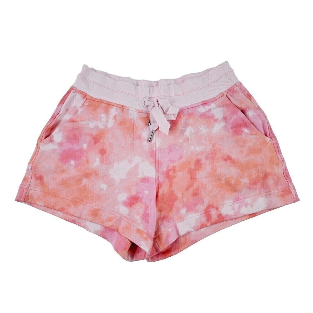 Athleta Balance Printed 4" Shortie Pink Tie Dye Drawstring Waist Pockets Size S - Picture 2 of 6